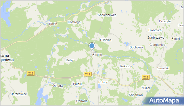 mapa Rokitki, Rokitki gmina Czarna Dąbrówka na mapie Targeo